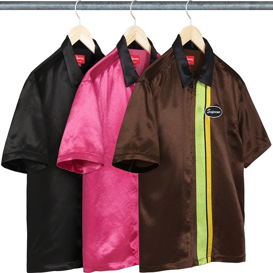 Satin Zip Up S/S Work Shirt